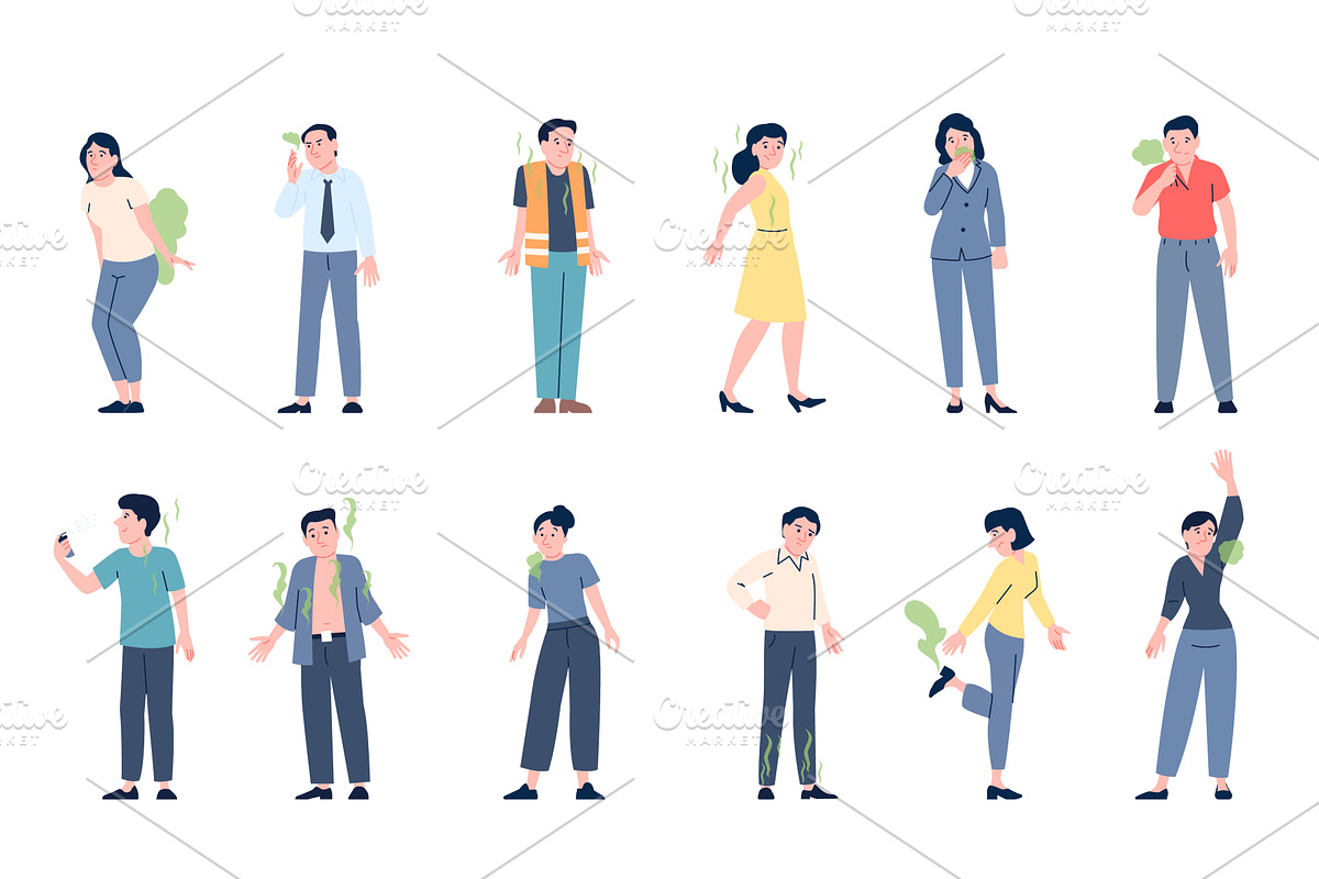 Bad smell people. Stinky smells from, a Person Illustration by LadadikArt