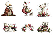 Whimsical Christmas Clipart Bundle, an Illustration by CreationArt (Thumbnail 4 of 5)