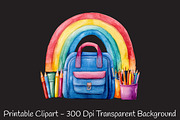 Cute Smiling Rainbow Watercolor Clip, an Illustration by RobertsArt (Thumbnail 2 of 7)