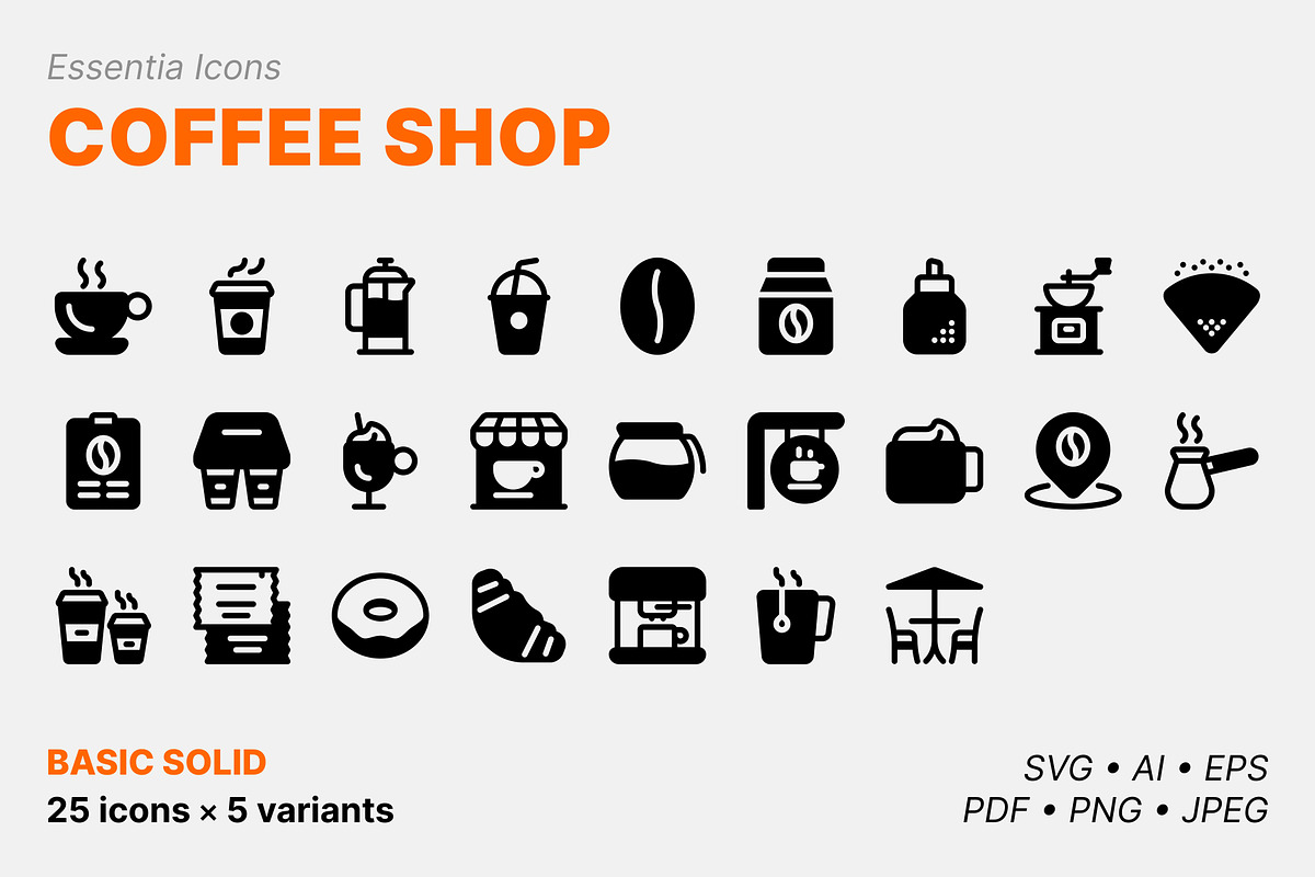 Coffee shop icons (Solid), a Solid Icon by Totto House (Photo 1 of 3)