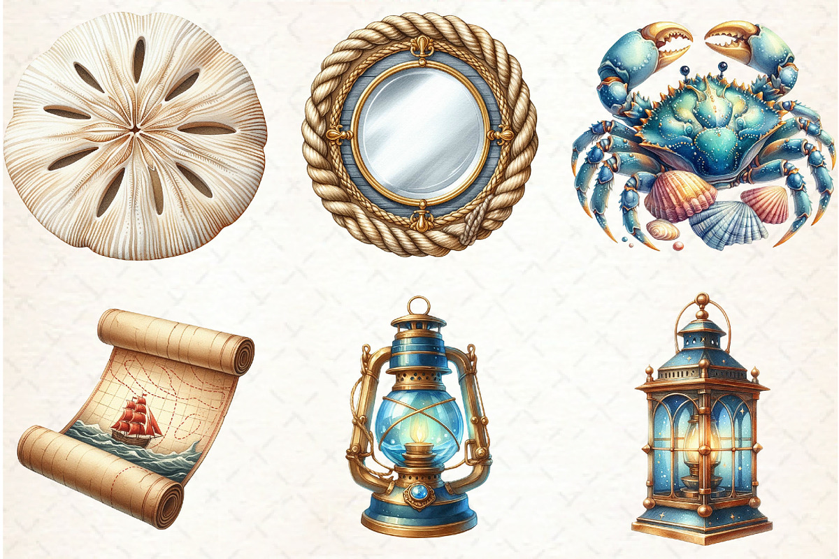 Watercolor Nautical Decor Clipart, an Illustration by Libby Wishes (Photo 3 of 7)