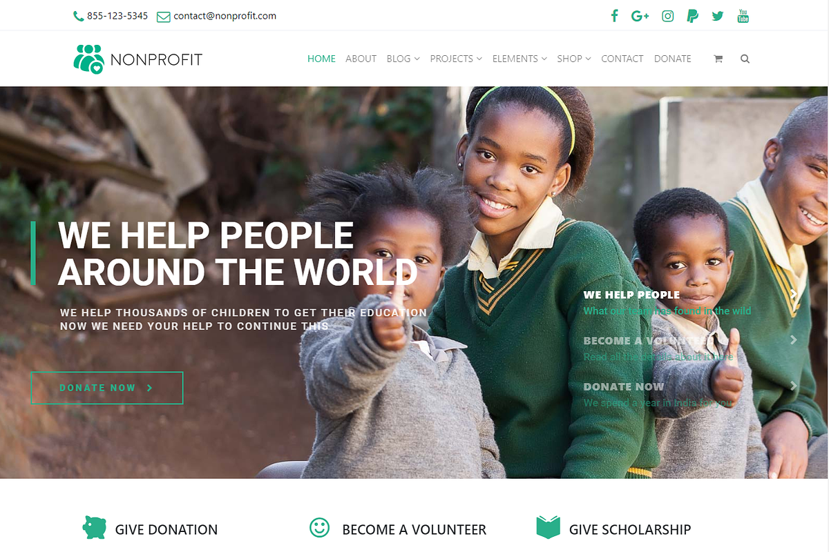 Nonprofit Charity WordPress Theme, a WordPress Template by Visualmodo (Photo 2 of 23)