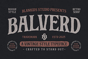 Balverd a Vintage Style Typeface, a Serif Font by Blankids Studio (Thumbnail 1 of 12)