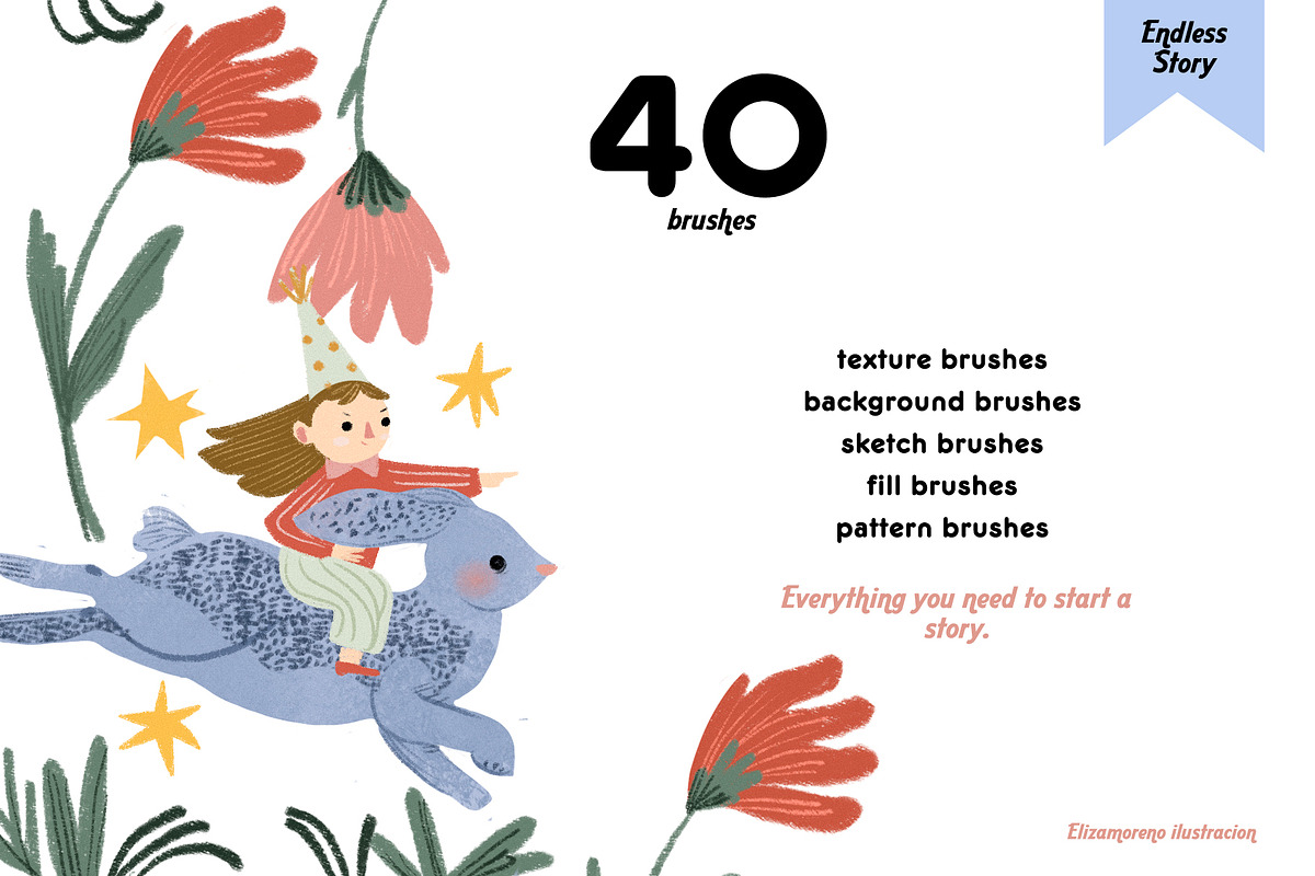 Endless story Procreate Brushes, a Brush Add-On by Eliza Moreno Illustration (Photo 2 of 8)
