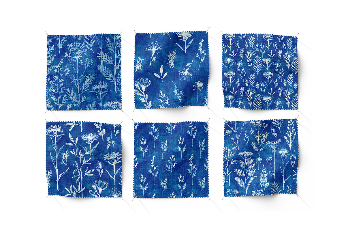 Seamless Cyanotype Floral Pattern wi, a Pattern Graphic by irina.vaneeva (Photo 1 of 8)