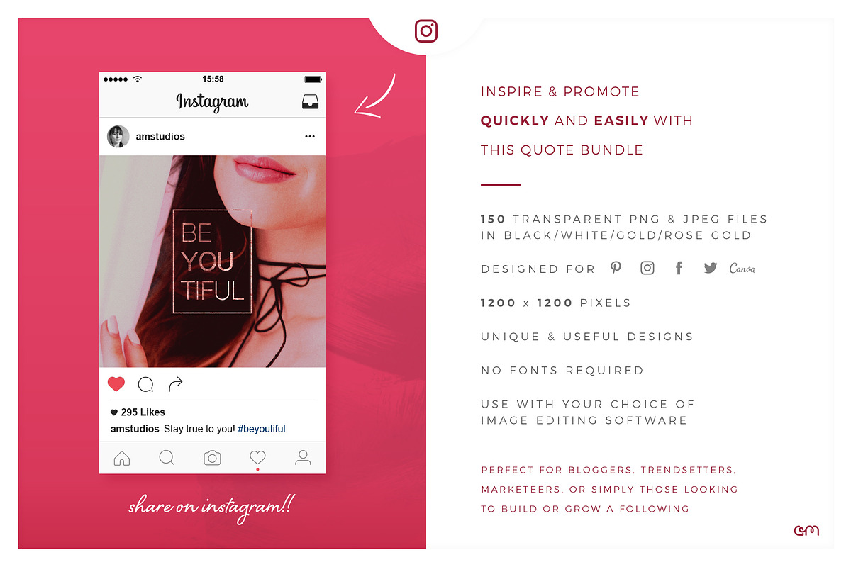 150 Quotes Bundle, a Social Media Template by AM Studio (Photo 2 of 15)