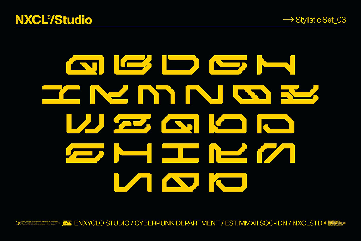 NCL GESROB - Cyberpunk Font, a Sans Serif Font by Enxyclo Studio (Photo 13 of 14)