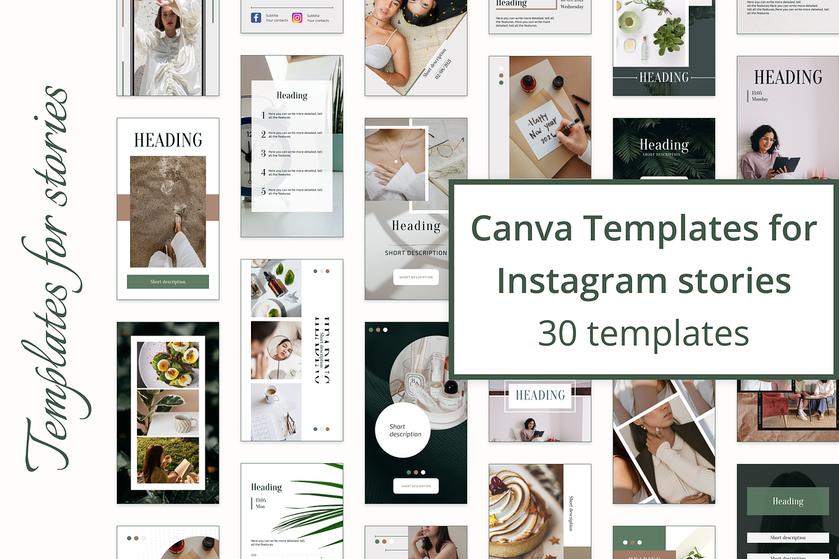 30 Canva Instagram Templates stories, a Social Media Template by KaluginaWEB (Photo 1 of 7)