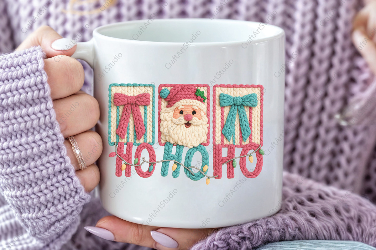 Crochet Pink Christmas Ho Ho Ho PNG, an Illustration by CraftArtStudio (Photo 2 of 4)