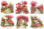 Spring Flowers Pathway Clipart Png, an Illustration by Craft Nest (Thumbnail 3 of 9)
