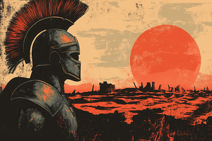 Spartan warrior in detailed helmet, a Photo by Pavel_design