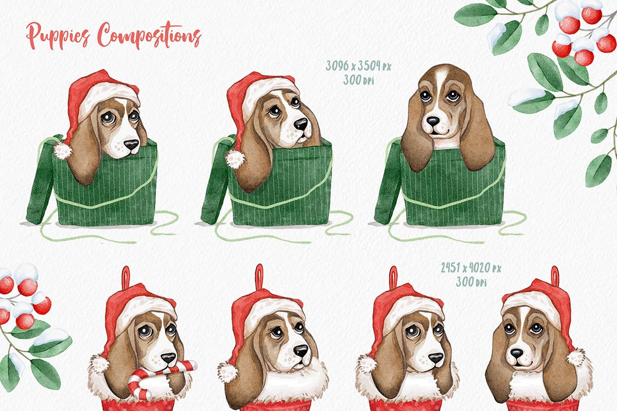 Woof Christmas Watercolors, an Animal Illustration by Eva Katerina (Photo 6 of 18)