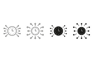 Clock With Circuit Lines Icons, a Technology Illustration by Gentle Studio