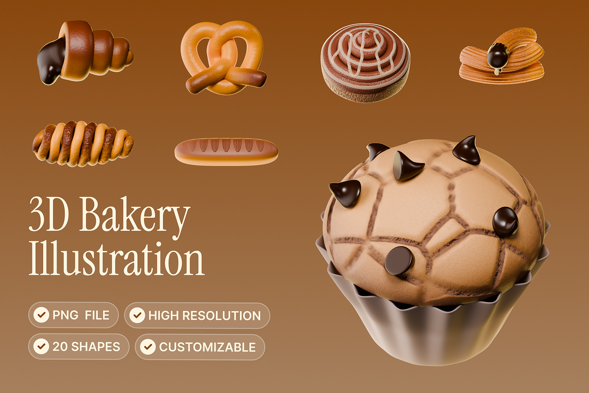 3D Bakery Illustration, an Object Graphic by Illustrava (Photo 1 of 7)