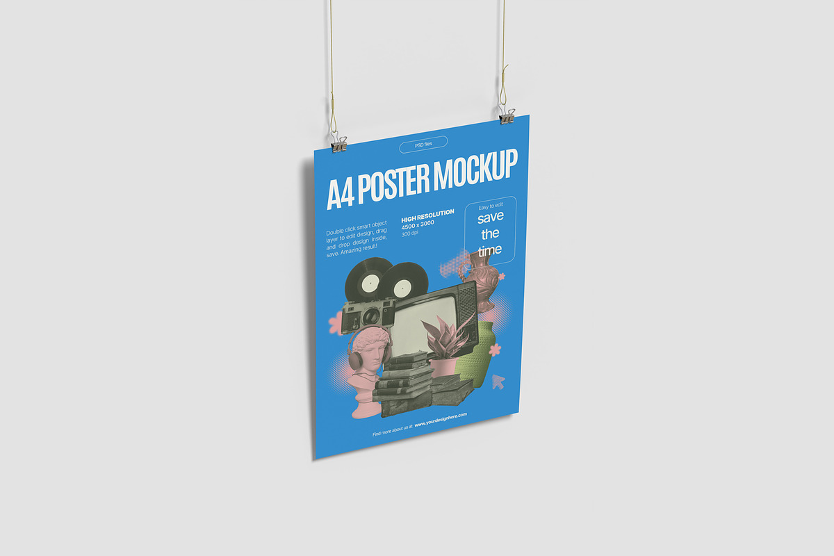 A4 Poster Mockups, an Advertising Mockup by graphiccrew (Photo 6 of 16)