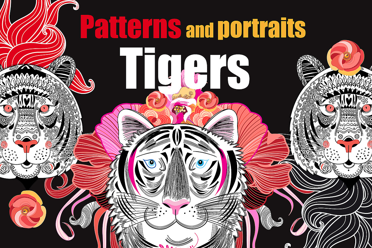Patterns and portraits of tigers, a Pattern Graphic by Tanor (Photo 1 of 7)
