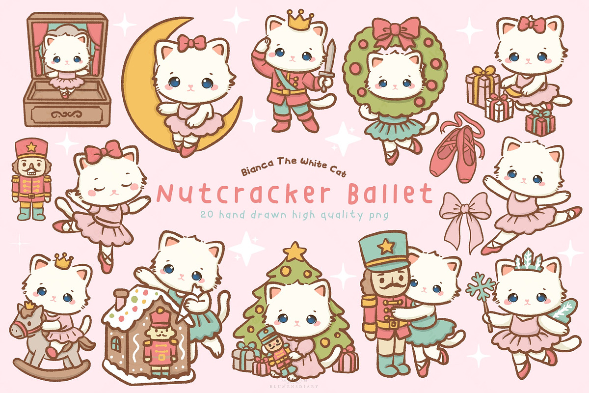 Ballerina Cat Nutcracker clipart, an Animal Illustration by Blumensdiary (Photo 1 of 7)