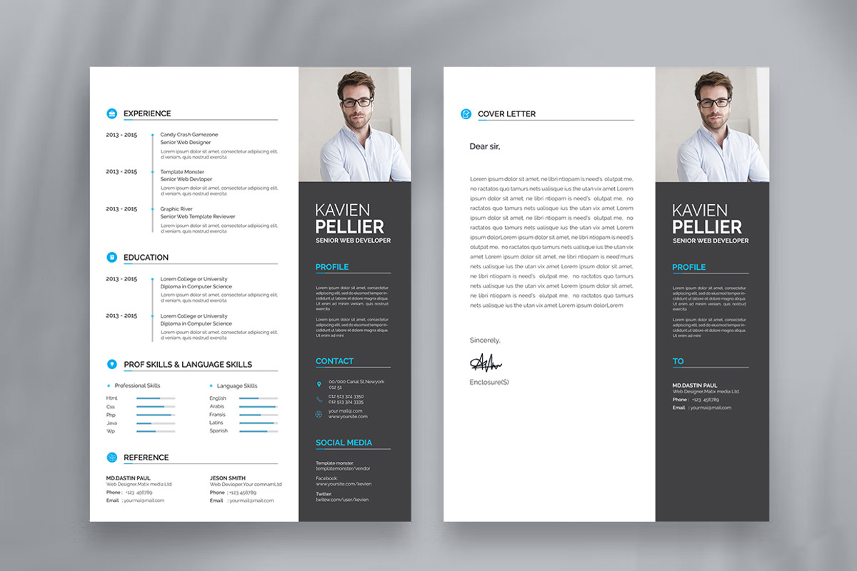 Modern Resume CV Template Design, a Resume Template by Blackcloud_Creations (Photo 2 of 8)