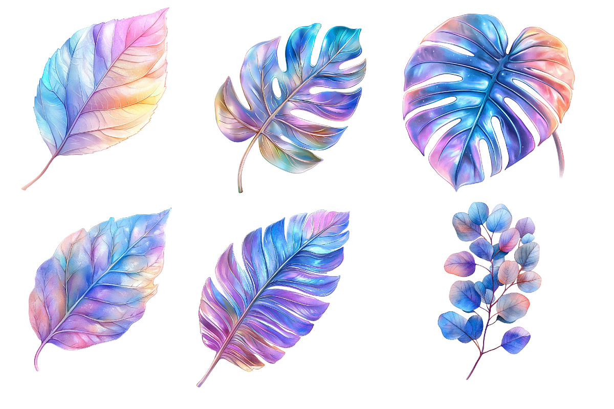 Iridescent Leaves Clipart, an Illustration by Designworld (Photo 4 of 6)