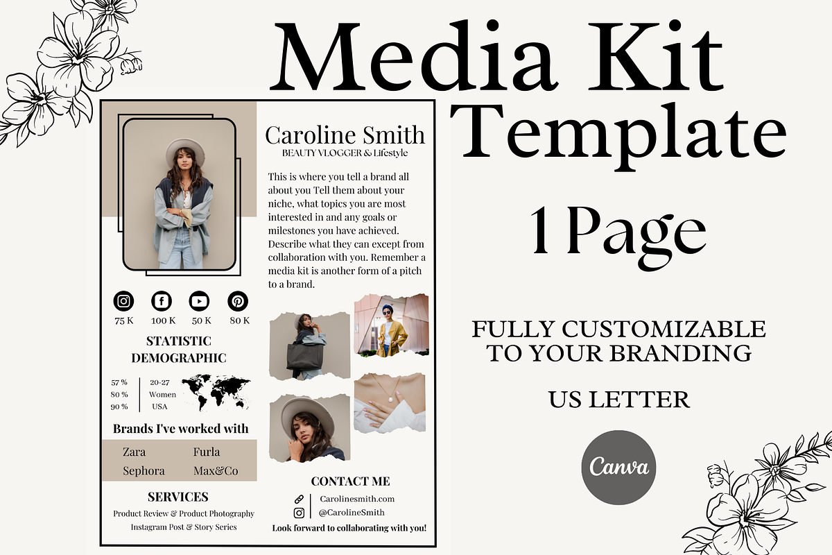 1 Page Media Kit Canva Template, a Social Media Template by Daily Creative (Photo 1 of 4)