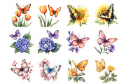Butterfly Flowers Clipart, an Illustration by Design Market (Thumbnail 2 of 4)