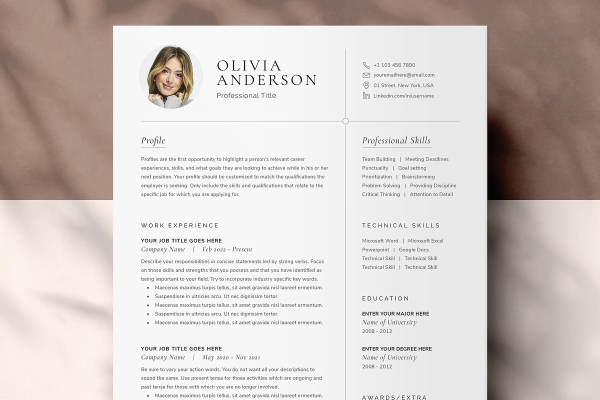Resume Template - Word & Pages