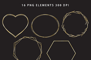 Gold Frame Clipart, Geometric Gold