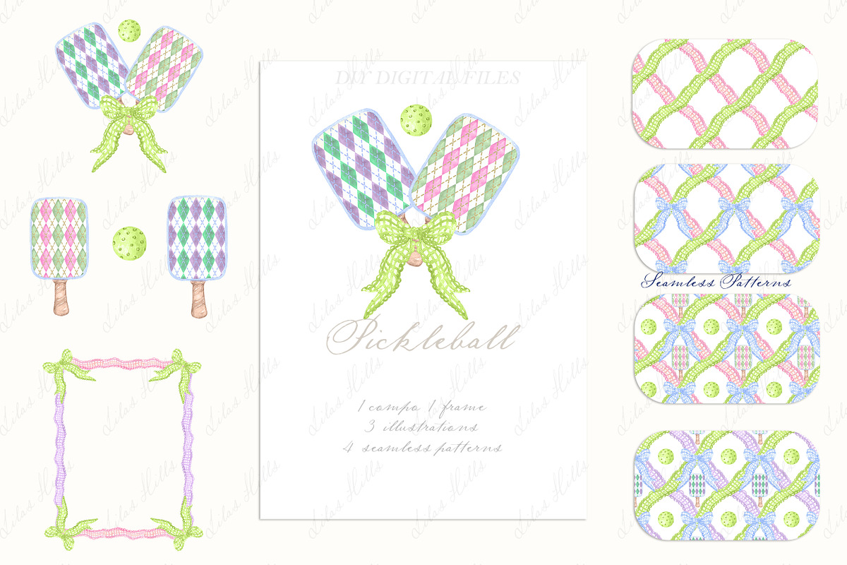 Pickleball Watercolor clipart DIY, an Illustration by LABFcreations (Photo 1 of 5)