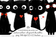 Whimsical Valentine Black Cat, an Illustration by Designking (Thumbnail 1 of 5)