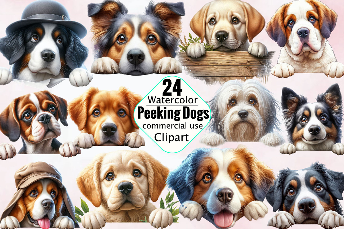 Peeking Dog Breed  Sublimation Clipa, an Illustration by SVGArt