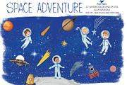 Kid's in Space celestial Adventure, an Education Illustration by Winged Graphics (Thumbnail 1 of 3)