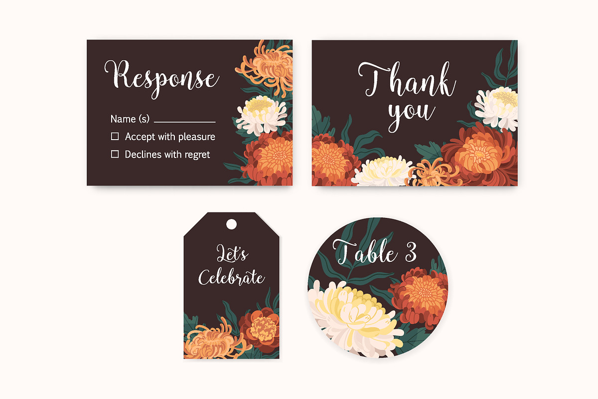 Floral wedding invitation cards set, a Decorative Illustration by Good Studio (Photo 3 of 4)