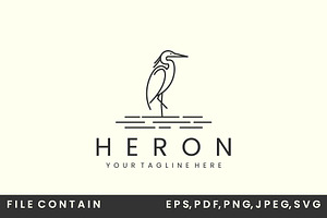 Heron Bird Minimalist Linear Logo