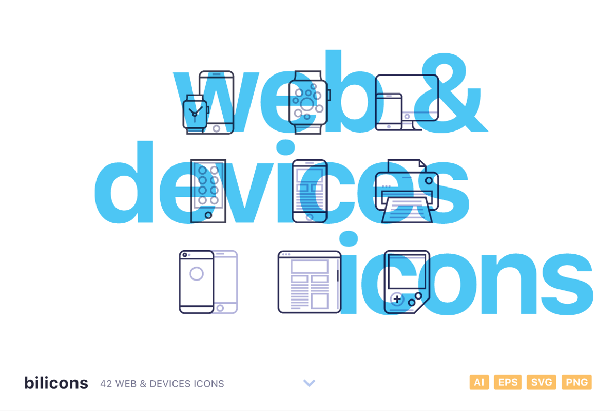42 Web & Devices Icons, an Outline Icon by Petr Knoll (Photo 1 of 4)