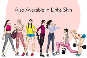 Active Girls 2 - Dark Skin Clipart