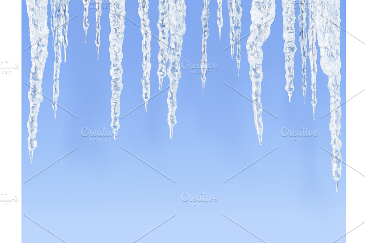 Ice stalactites frame - white, a Seasonal Illustration by Marozhkastudio