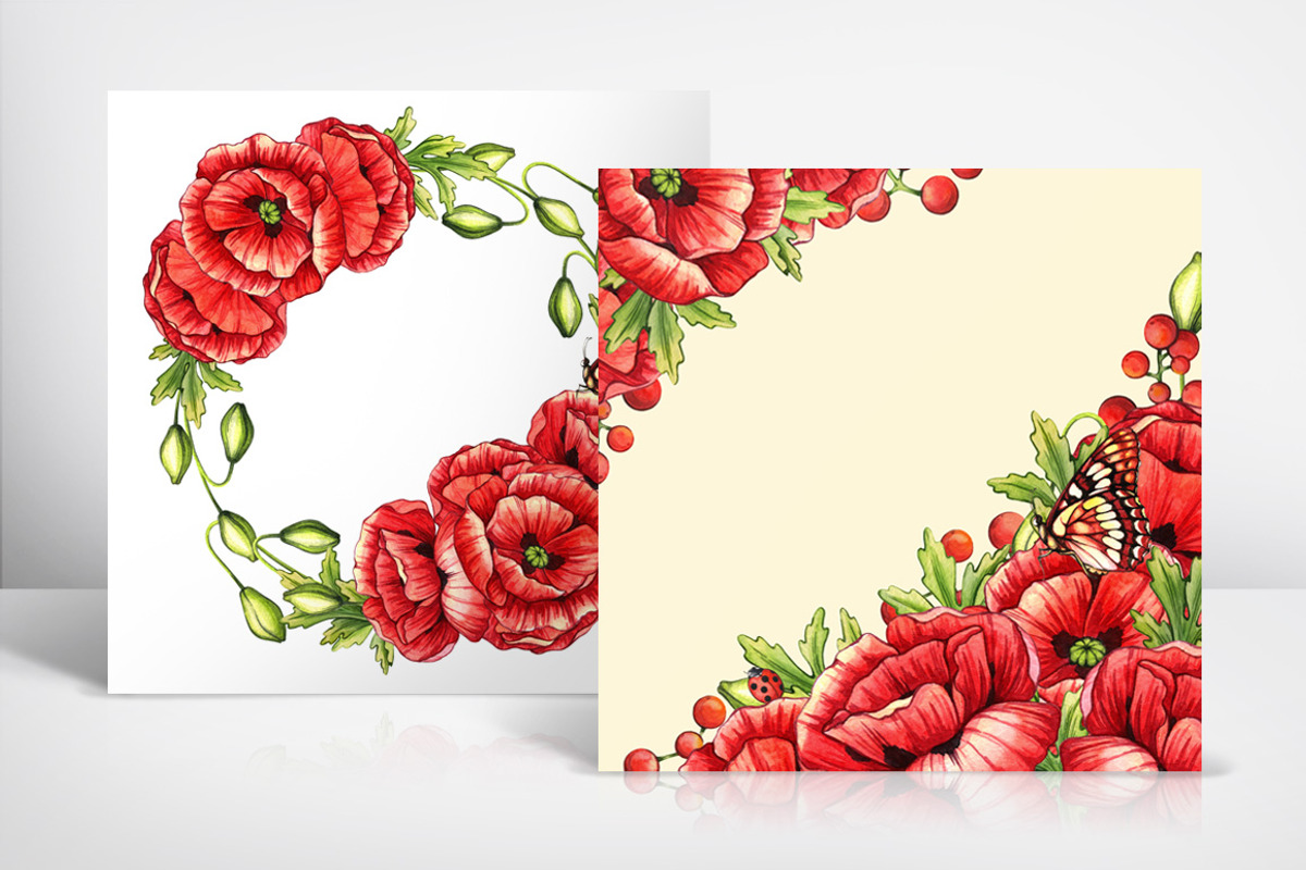 Floral and decor set (red color), a Decorative Illustration by Color and Decor (Photo 3 of 4)