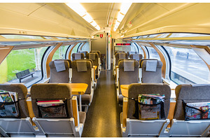 Interior of Sweden suburban train, upper deck, a Transportation Photo by Leonid Andronov