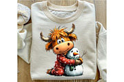 Quirky Christmas Highland Cow Clipar, an Illustration by OK Design (Thumbnail 6 of 6)