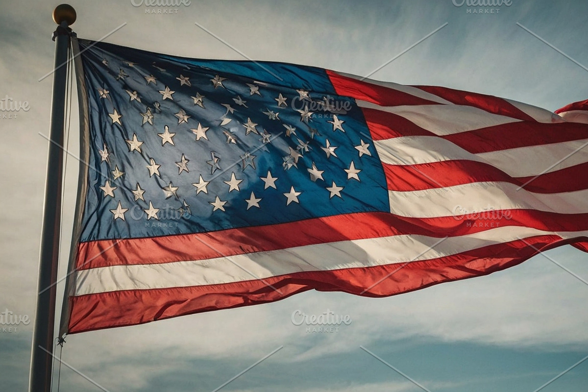 American flag in sky background, a Background Graphic by Anamul Haque Anik (Photo 2 of 9)