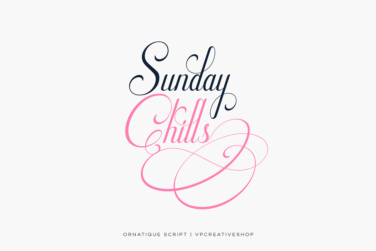 Ornatique script - 4 fonts, a Script Font by VP Fonts (Photo 14 of 15)