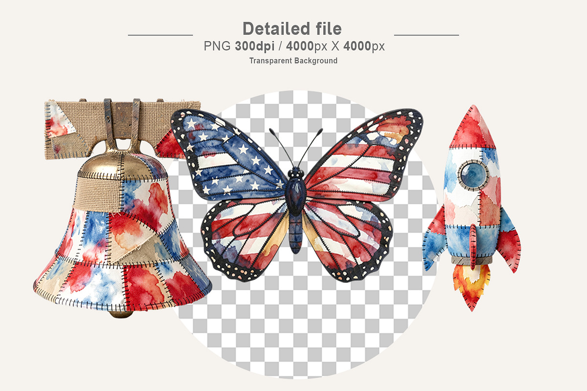 Patriotic Patchwork Sublimation, a Seasonal Illustration by Artnoy (Photo 3 of 18)