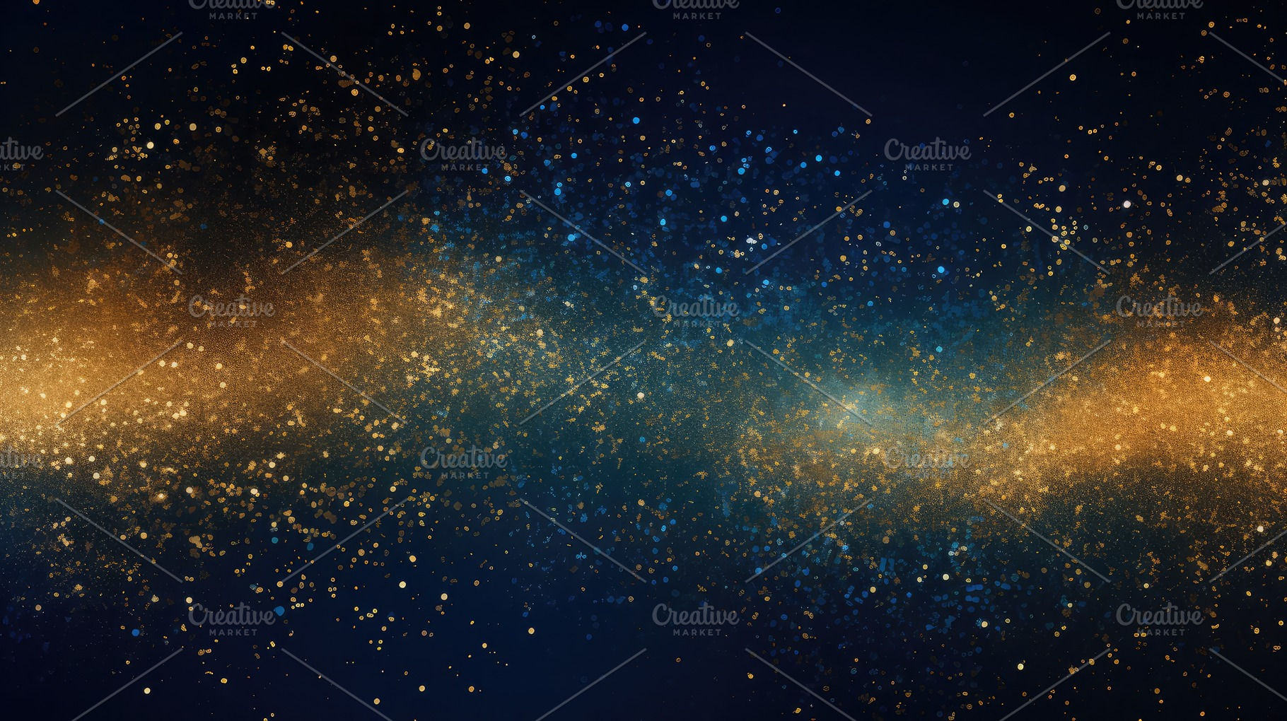 Abstract deep blue, golden particles, a Photo by SaroStock