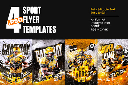 4 Sport Flyers Bundles, a Flyer Template by Samtiv Studio