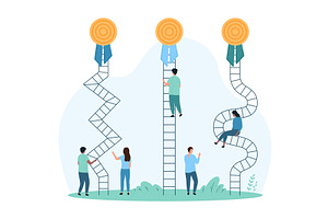 Easy and hard problem solving, a Person Illustration by Flashvector