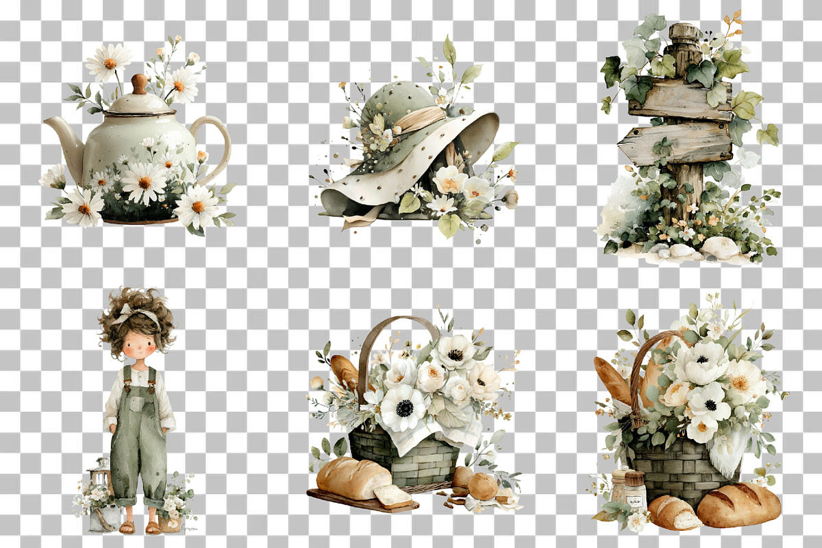 Whimsical Cottagecore Clipart Set, an Illustration by DreamCafeArt (Photo 3 of 6)