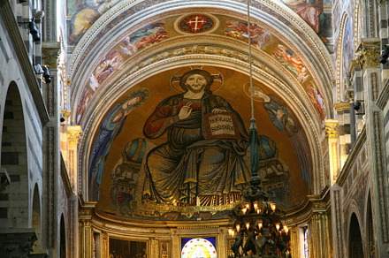 Majestic mosaic of christ pantocrator inside pisa cathedral, an Abstract Photo by Antonio Gravante Market