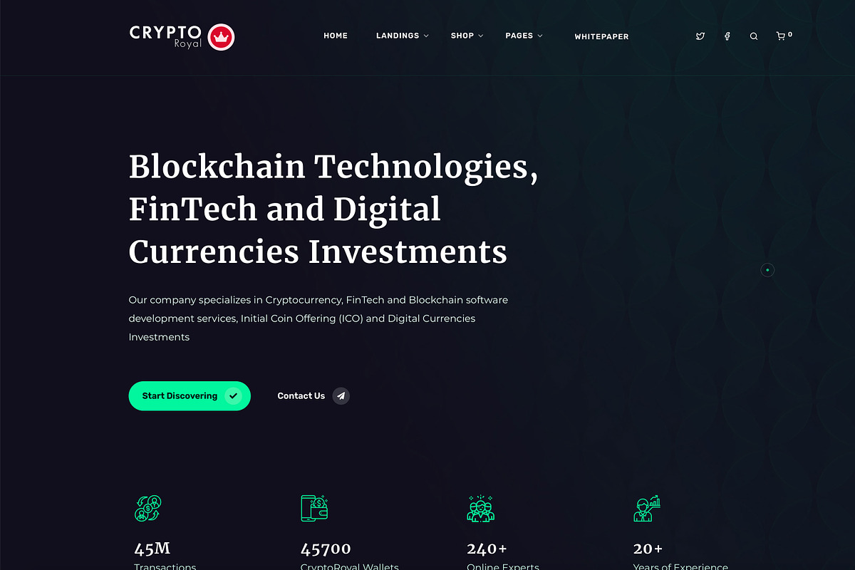 CryptoRoyal - Cryptocurrency Theme, a WordPress Template by FantasyThemes (Photo 3 of 6)