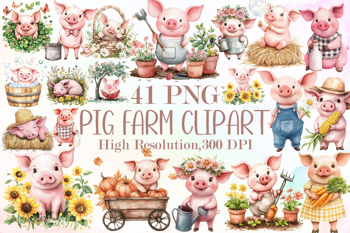 Pig Farm Clipart, an Illustration by Sublimation Artist (Photo 1 of 6)
