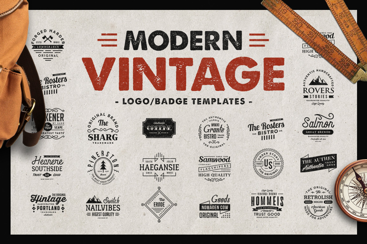 Modern Vintage Logo/Badge Templates, a Branding & Logo Template by Bitstate Design (Photo 1 of 4)